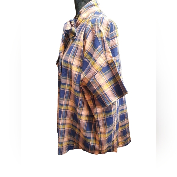 Madewell Blue and Orange Plaid Casual Shirt Small - Picture 7 of 11